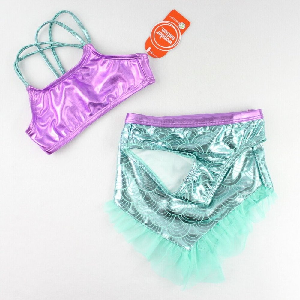Wonder Nation 3 Piece Mermaid Bikini Swimsuit Set Baby Girl Size 18 Months - Picture 3 of 9